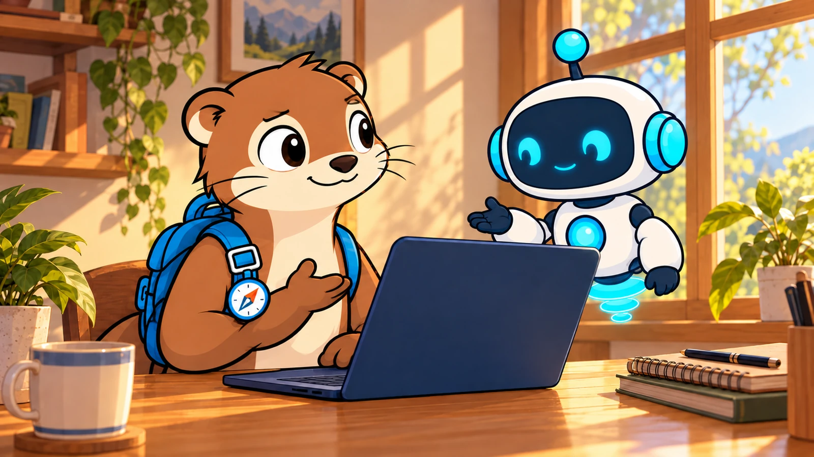 Pip and Nagi examining a remembered shopping cart together