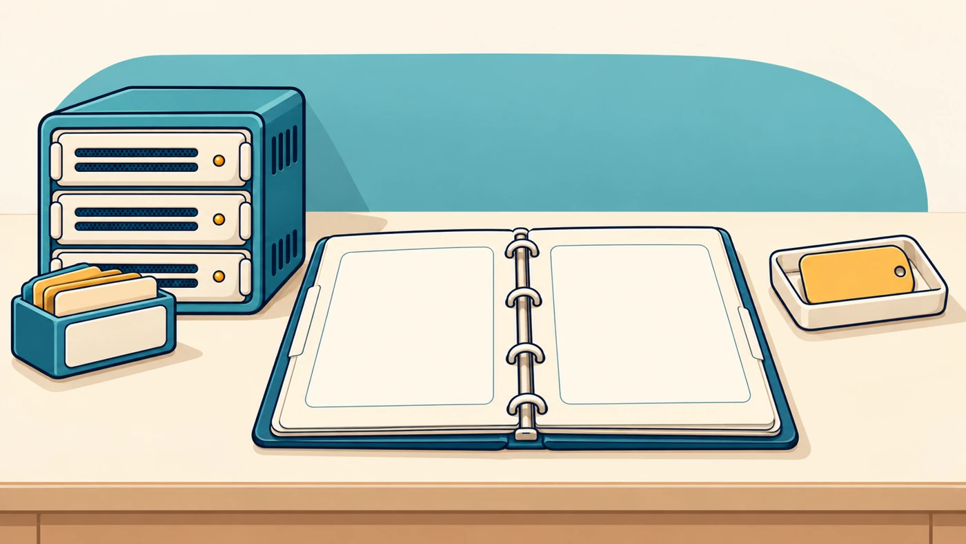 The episode’s shop records, illustrated as a filing cabinet and ledger