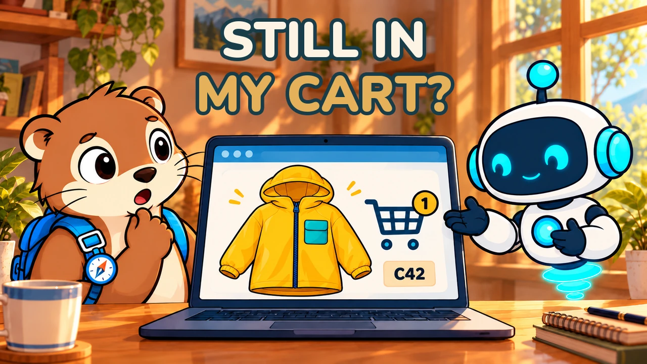Pip and Nagi examining a remembered shopping cart together